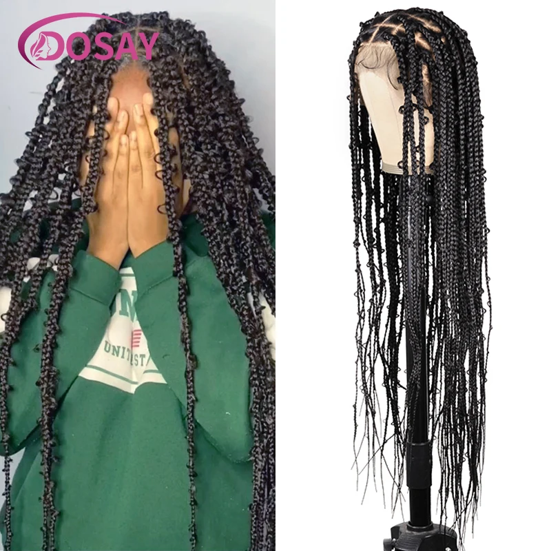 Trenzas de mariposa sintéticas, peluca trenzada de caja, mariposa trenzada de jungla, frente de encaje, pelucas trenzadas negras, encaje completo, para mujeres negras