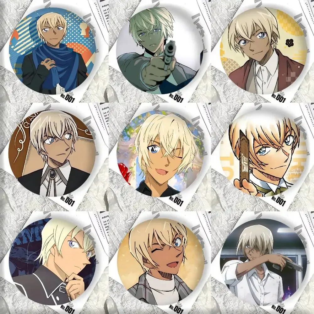 Cartoon Anime D-Detective Conan Amuro Toru Badges Round Cosplay Pin Bag Decor Fans Collect Friends Gifts Brooch