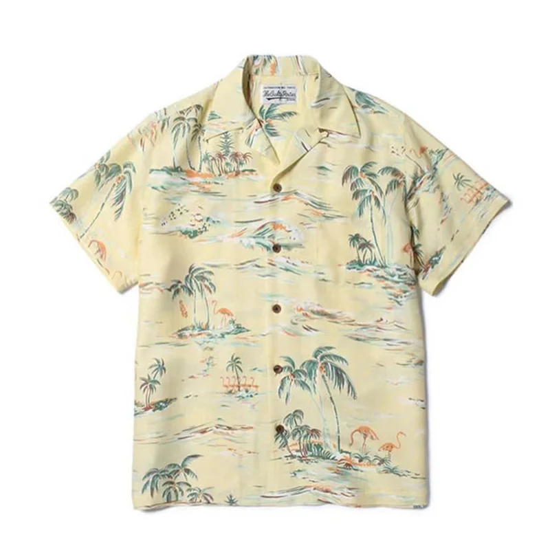 Multicolour Vintage Lapel WACKO MARIA Hawaii Short Sleeve Shirt Best Quality Summer Brand Mens Womens Shirt Tops