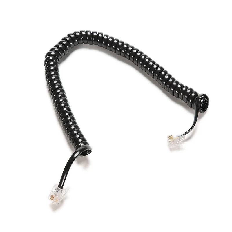 6, 5ft Male RJ12 Ke RJ12 Phone Handset Extension Coil Cable Line Wire Lead Telepone Extension Cord Line Cable Hitam 2M