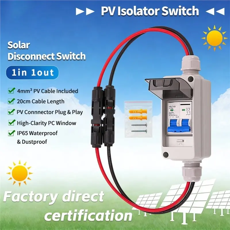 ABKP-Solar Panel Disconnect Switch With DC 600V 63A MCB IP65 HT 2Ways Waterproof Box Solar Photovoltaic PV Combiner Box