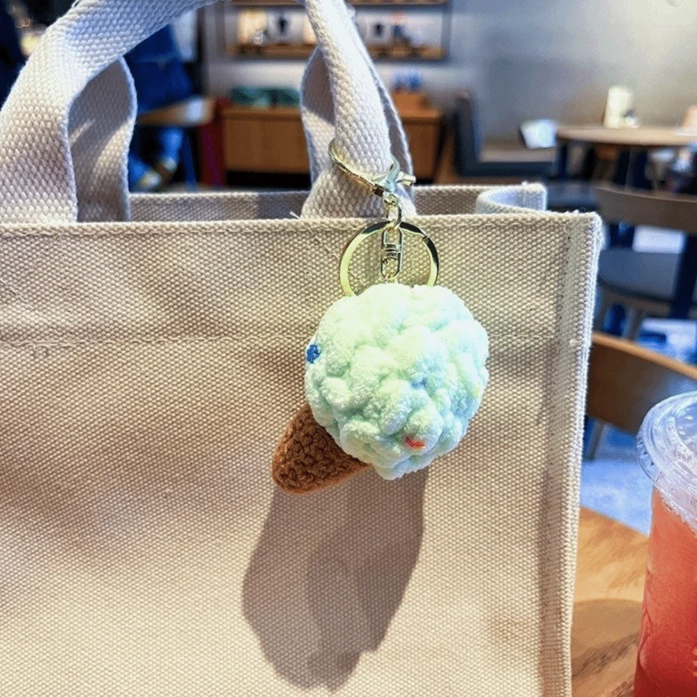 Kawaii Gelato Peluche Portachiavi Soffice Peluche Borsa Ciondolo Ciondoli Borsa Accessori Morbido Simulato Cono di Gelato Regalo per Bambini