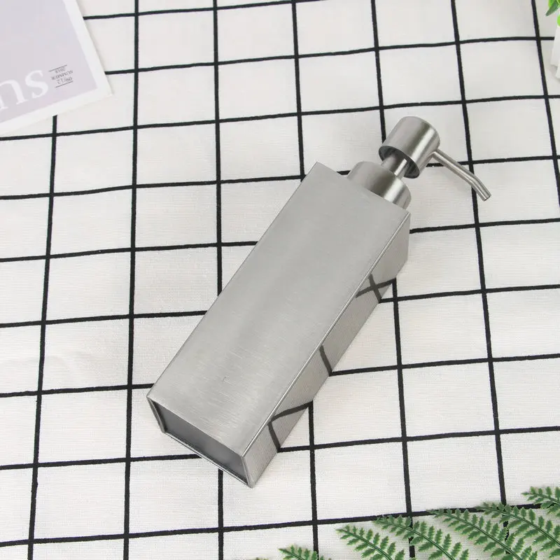 Square Manual Press 304 Stainless Steel Soap Dispenser for Hotel Mall Bathroom
