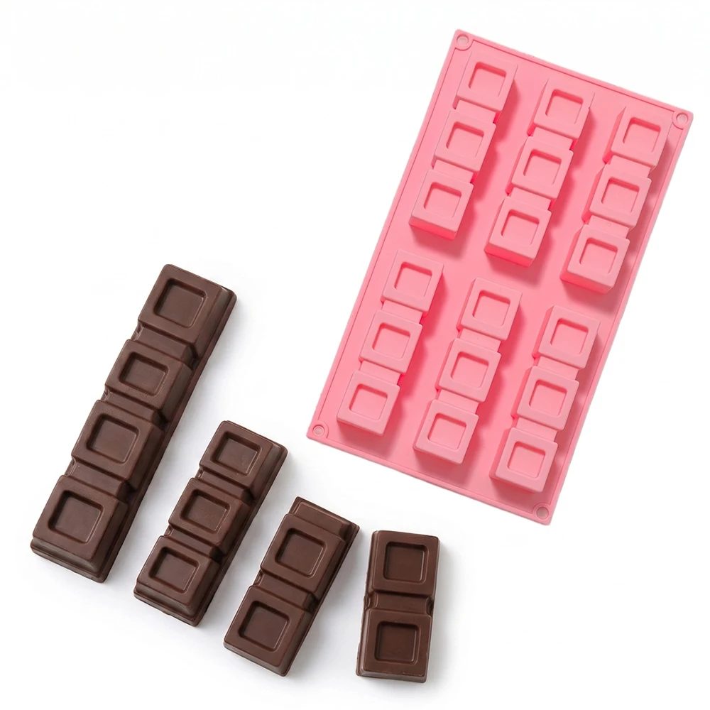 1pcs Groove grid rectangular cake silicone mold, used for baking mousse cake, pastry chocolate, cake decoration mold