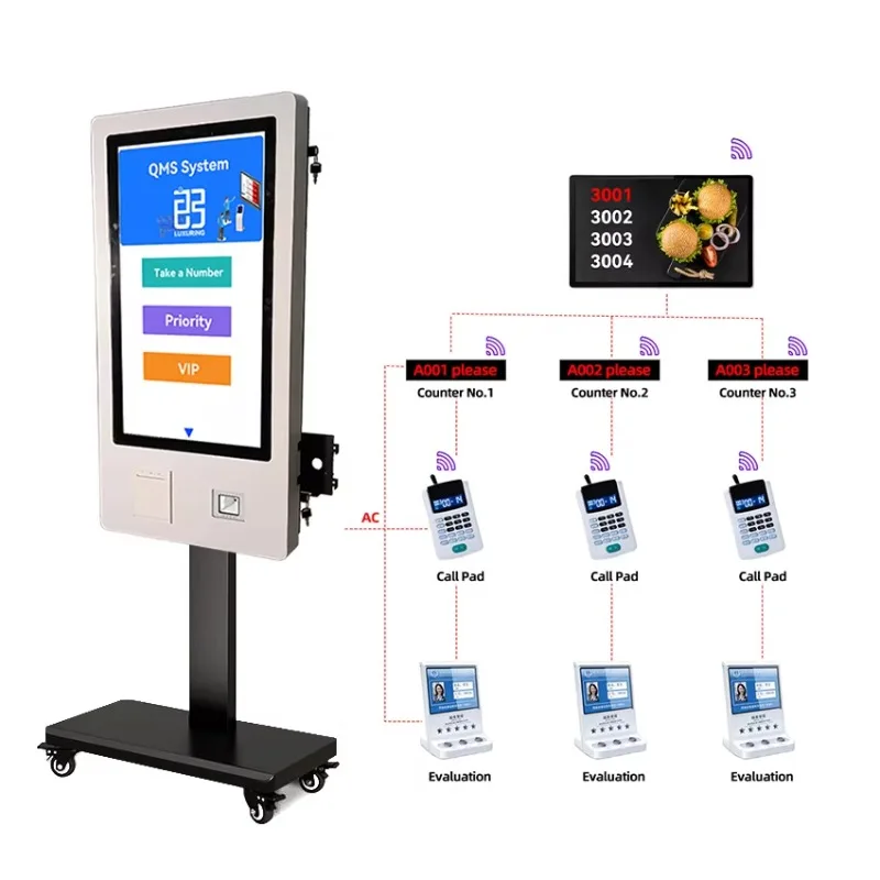 17 Inch Infrared Touch Screen Digital Bank/ Hospital/clinic Electronic Calling Ticket Dispenser Machine Queue Management System