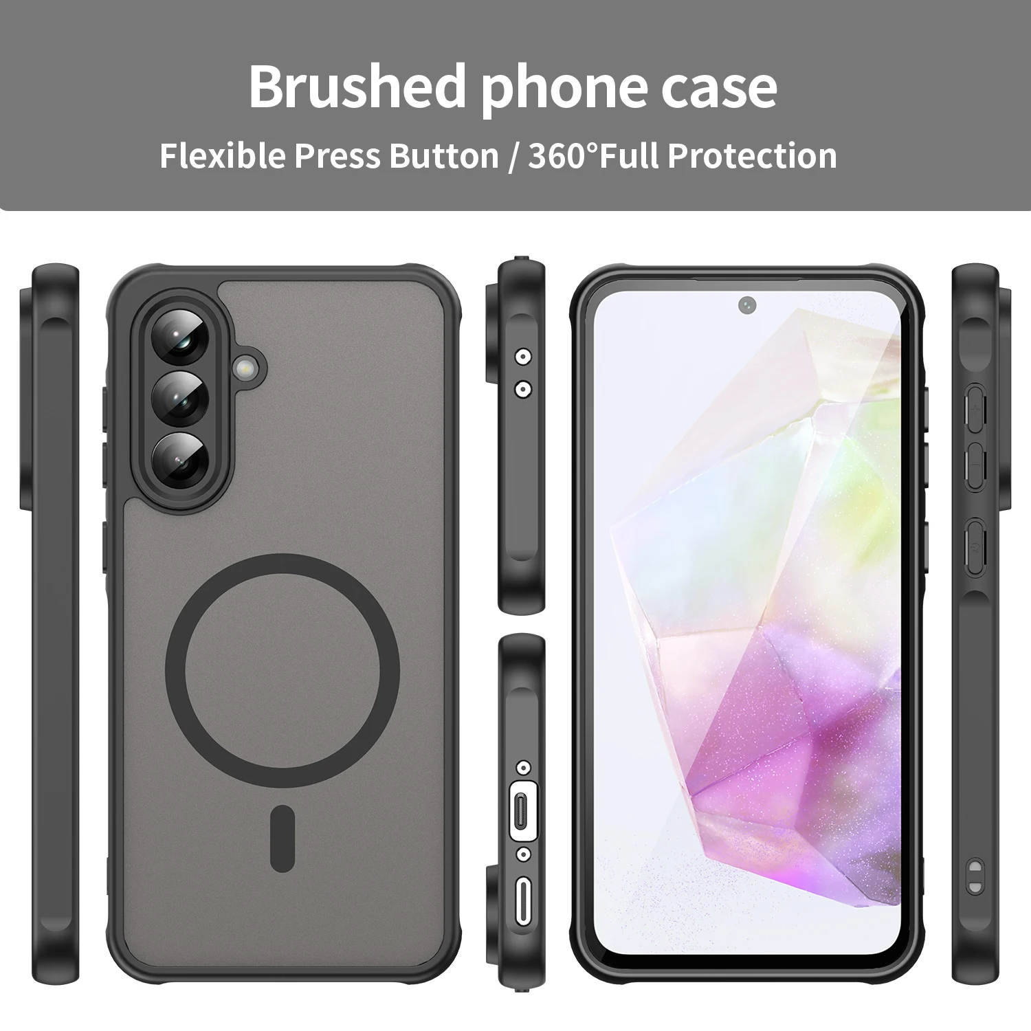 Casing Ponsel Transparan Tipis Matte untuk Samsung Galaxy S24 S25 FE Ultra Plus A16 A26 A36 A56 A17 A07 5G Penutup Keras Magnetik