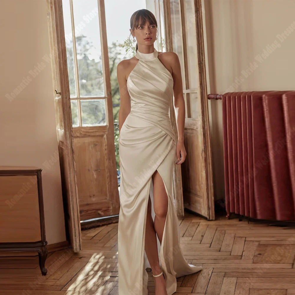 

Elegant Sleeveless Women Wedding Dresses Sexy Lace Print Mopping Length Backless Princess Gowns Beach Banquet Vestidos De Novias