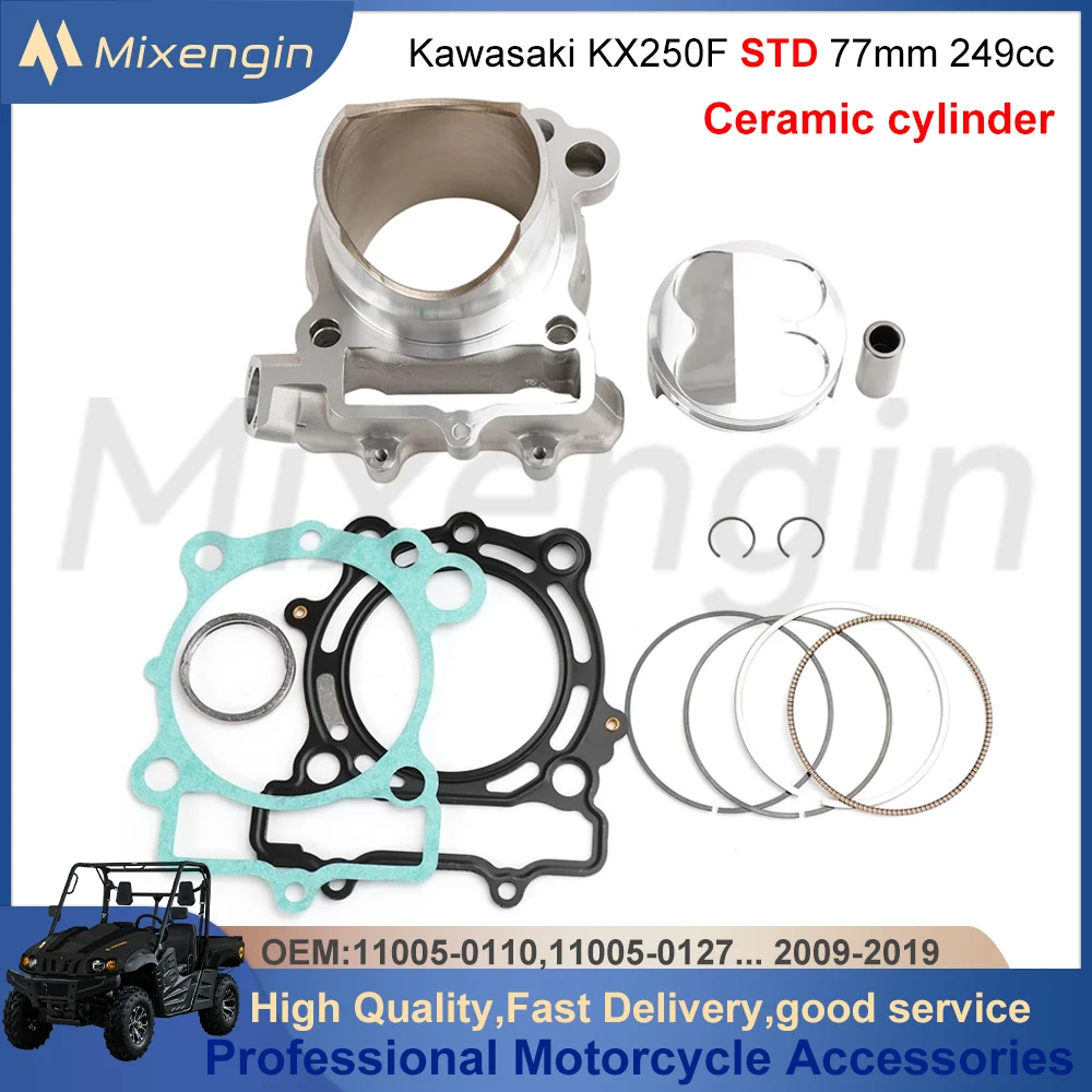 STD 77mm 249cc for Kawasaki KX250F KX 250F 2009-2019 11005-0665 Engine Parts Ceramic cylinder piston gasket Rebuild Overhaul kit