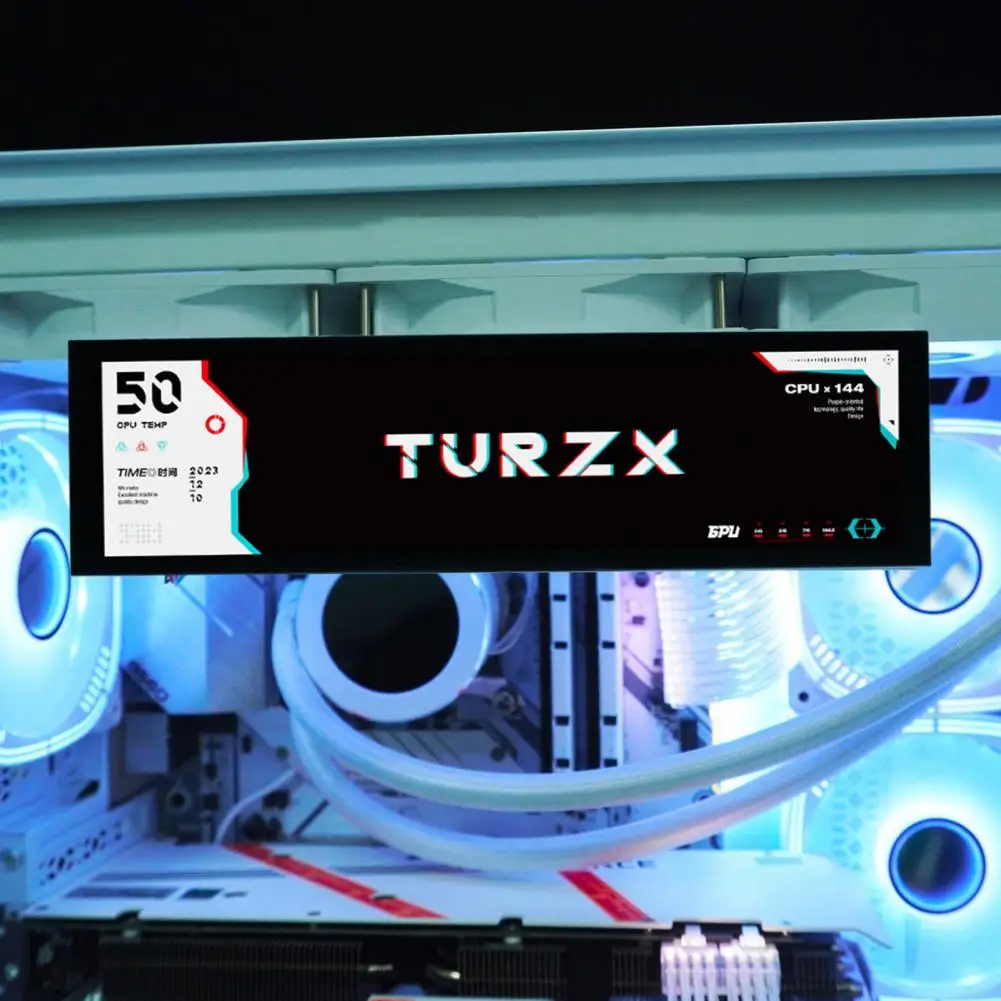 Ips Screen Computer Case com Conexão Tipo-C, Mini Display LCD para PC, CPU, Gpu, Monitoramento de RAM, 8.8"