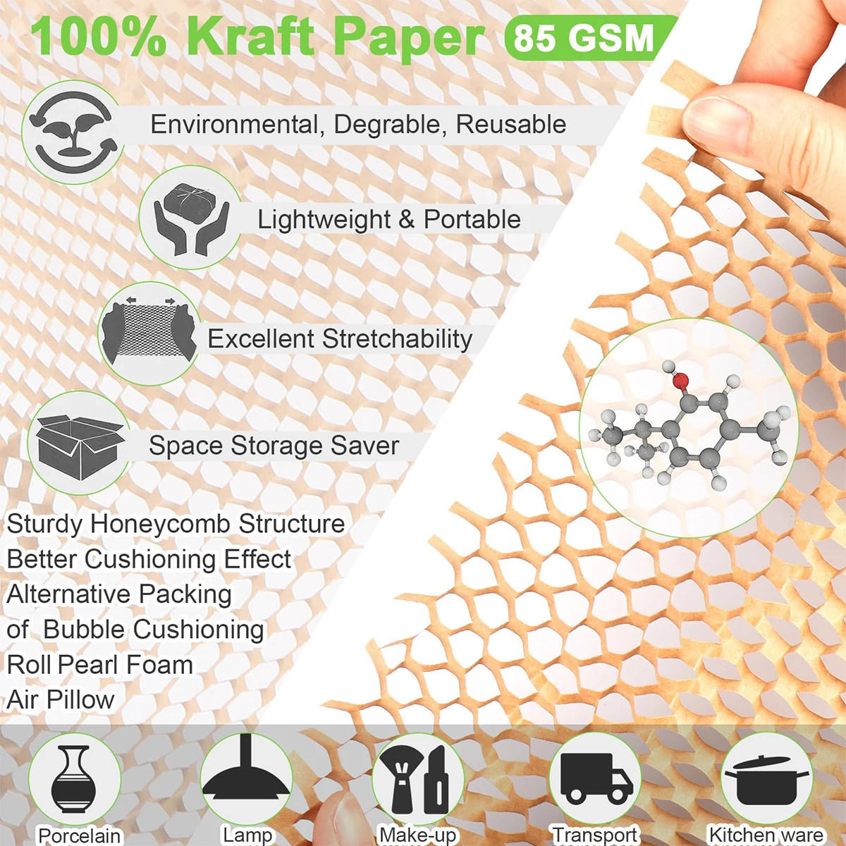 Four specifications Brown Honeycomb Packing Paper 100% Recyclable kraft Cushioning Wrap Roll for Moving Shipping Packaging with