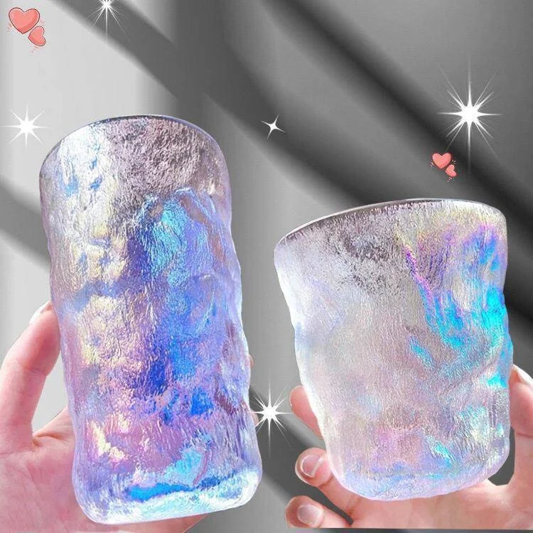 

Iceberg Pattern Glass Cup Women's Summer Beer Milk Tea Drink Coffee Cup Simple Style Portable Single Layer Sodium Calcium Glass