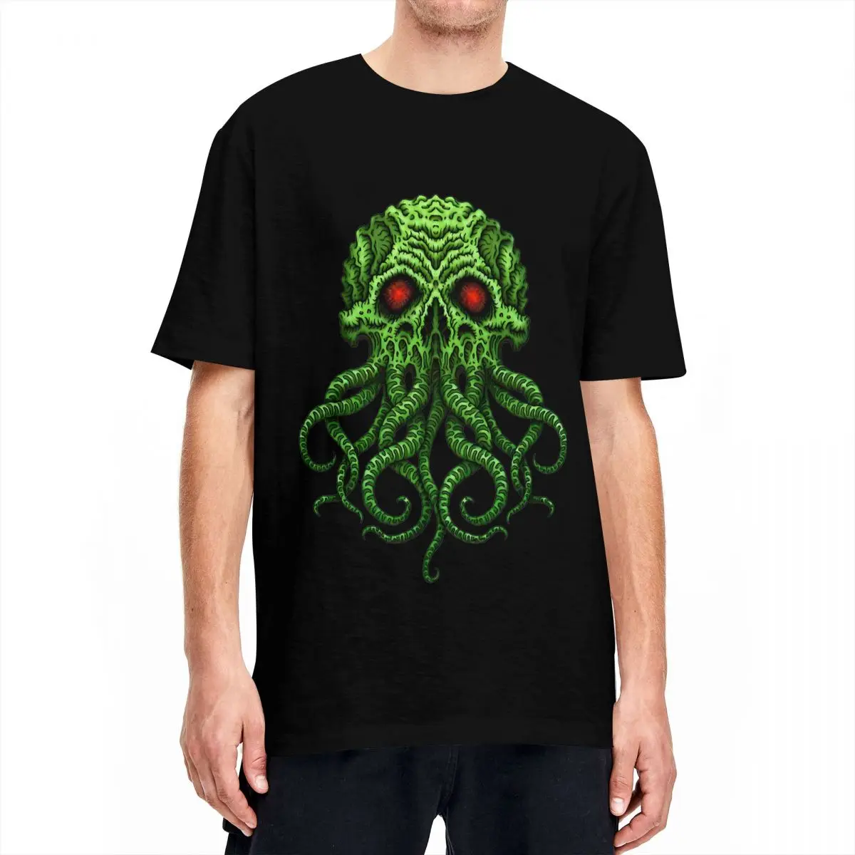 Cthulhu Skull Azhmodai T Shirt Unisex Cotton Tops Shirts Casual O-neck Short Sleeve