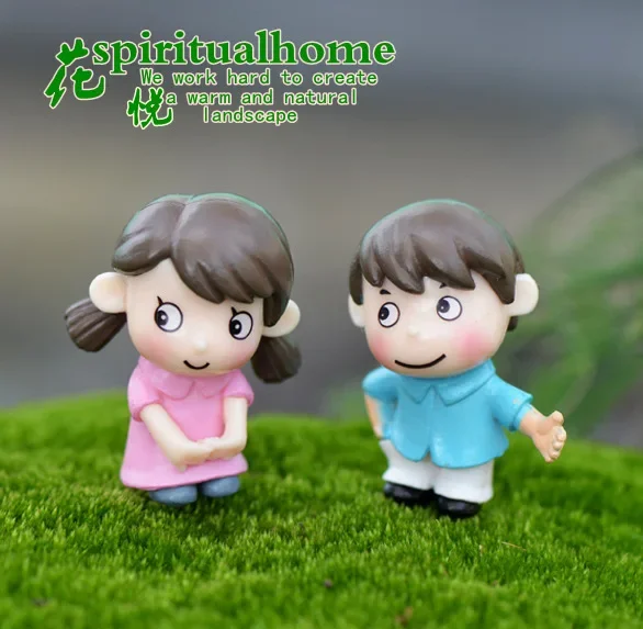 2pcs Shy Lovers Dolls Accessories Moss Micro-landscape Decoration DIY Lovers miniature figurines Decoration Home Decor