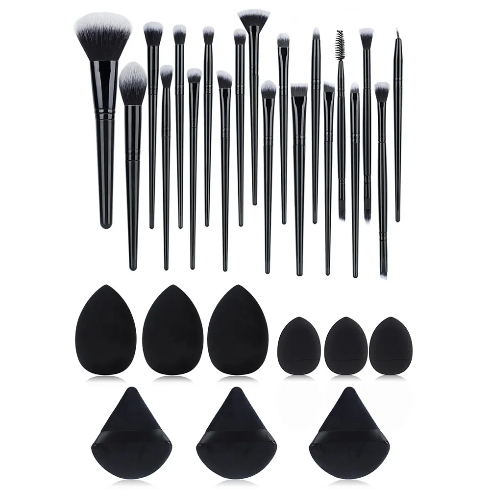 20 Pcs Makeup Brushes+9 Pc Makeup Sponge Air Cushion Powder Puff Finger Puff Set Portable Makeup Tool Combination Foundation
