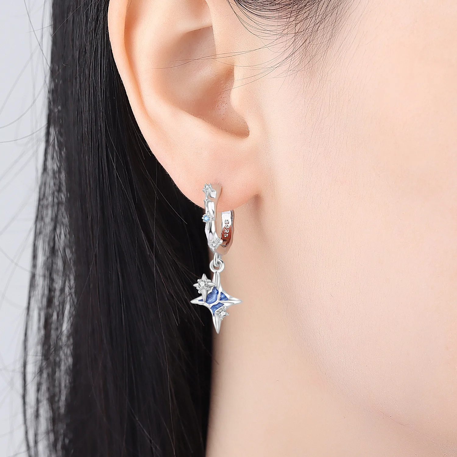 Original 925 Sterling Silber Ohrringe Himmelskundliche Sonne Stern Mond Tropfenohrringe für Frauen Täglicher Geburtstags- Valentinstags-Schmuck Geschenk – Detail 31