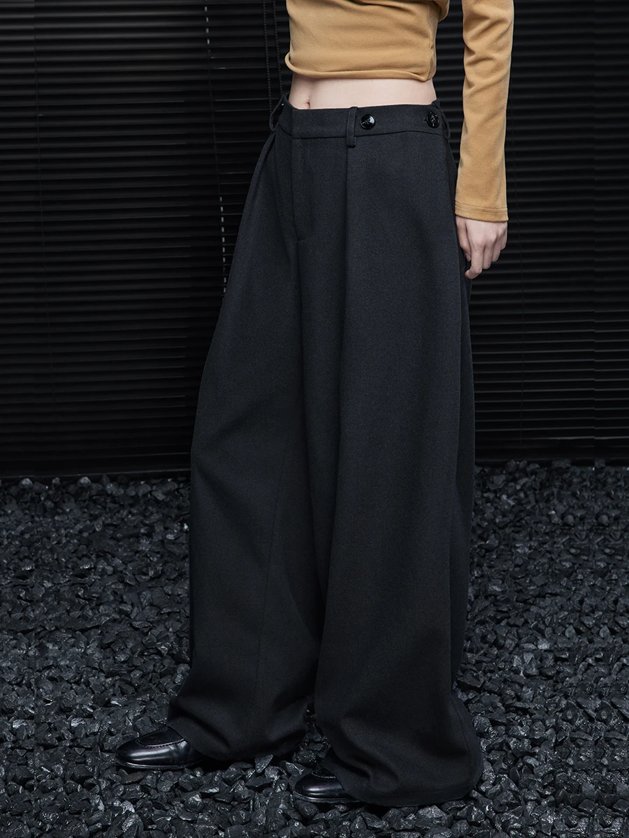 

Широкие брюки с глубокими глазами Brued, женские свободные простые драпированные брюки продаж, осенние новые брюки Sle Fem Faion