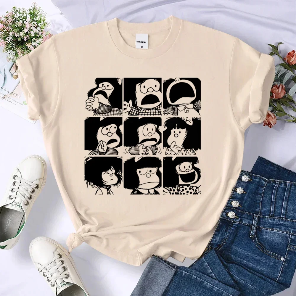 Camiseta Mafalda para mujer, camisetas harajuku, ropa de anime femenina