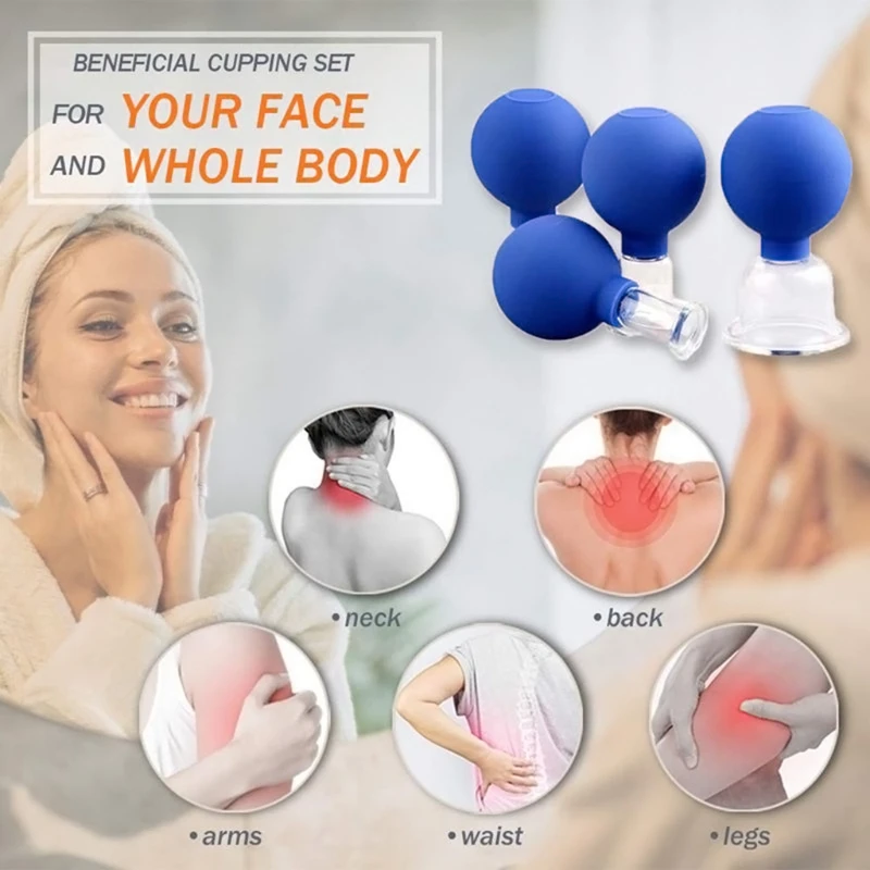 4pcs Cupping Therapy Kit Massage Vacuum Cupping Cans Jars Glass Cans for Face Massage Anti Cellulite Anti-wrinkle