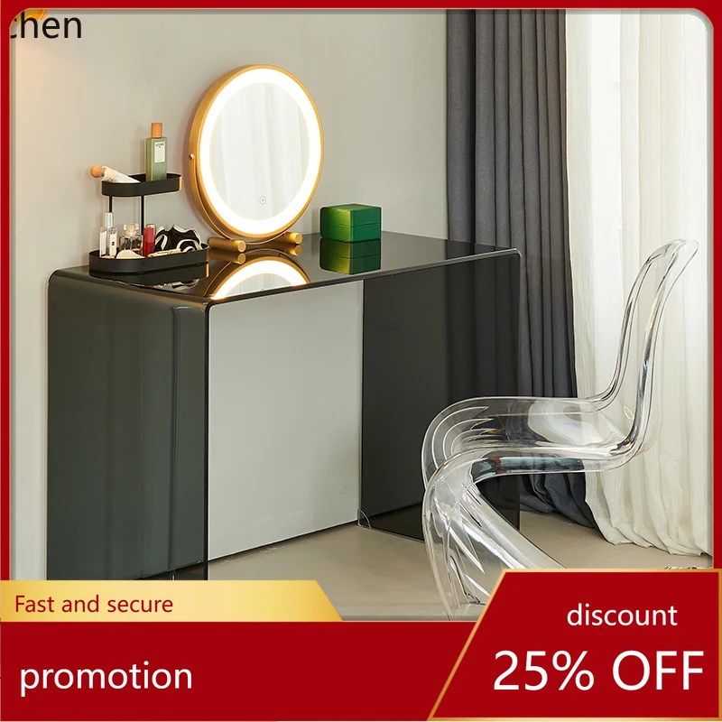 

HXL Transparent Glass Makeup Table Small Simple Dressing Table Bedroom Modern Minimalist Makeup Table