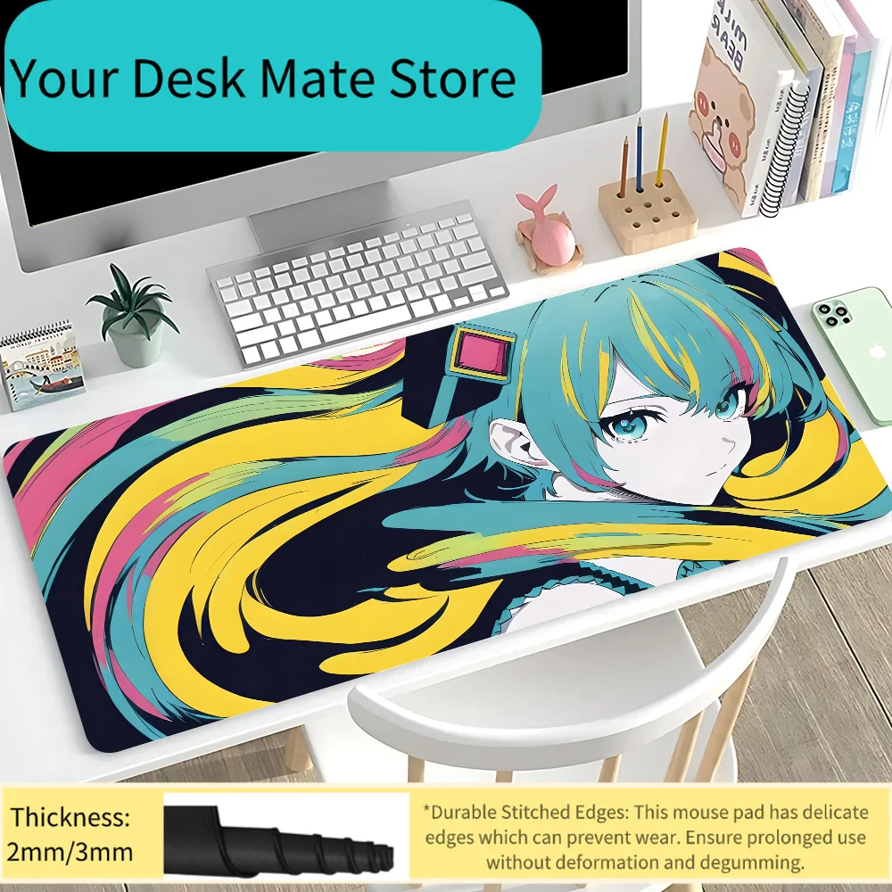 

Pop Art Hatsune Miku Extended Gaming Mouse Pad Anime Aesthetic Desk Mat Non-Slip Keyboard Pad