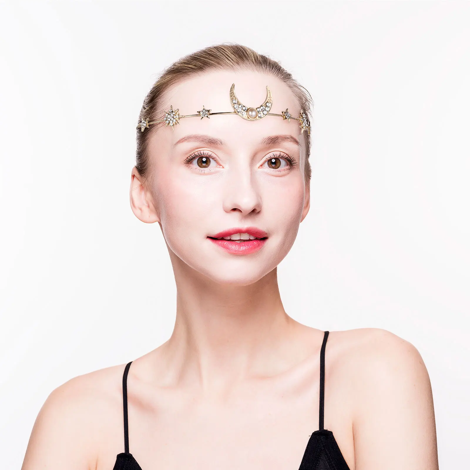 

2 шт., повязка на голову с жемчугом и стразами, лунные звезды, аксессуары для волос, свадебный головной убор, украшения для волос с кристаллами, модная вечеринка