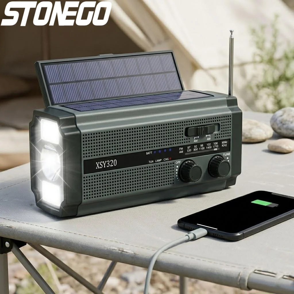 

Солнечное аварийное радио AM/FM, портативное, с ручным динамо-генератором, 5000 мАч, светодиодный фонарь, сигнализация SOS для кемпинга, походов и активного отдыха на природе