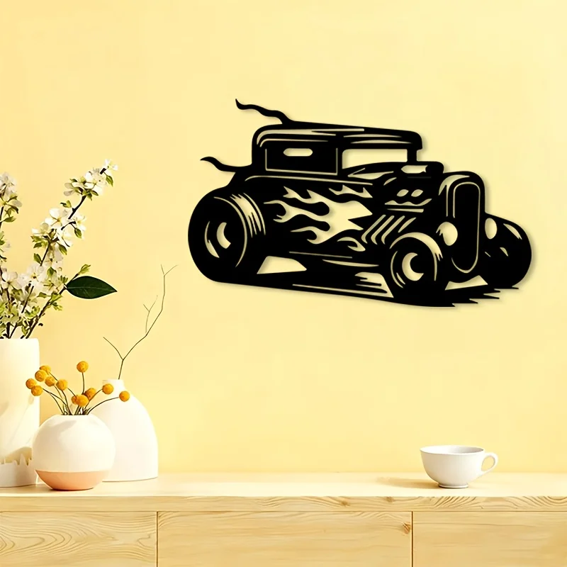 Brand Vintage Sports Car Metal Wall Art Wrought Iron Sculpture Garage Patio Man Cave Decor Indoor Outdoor Retro Classic Gift