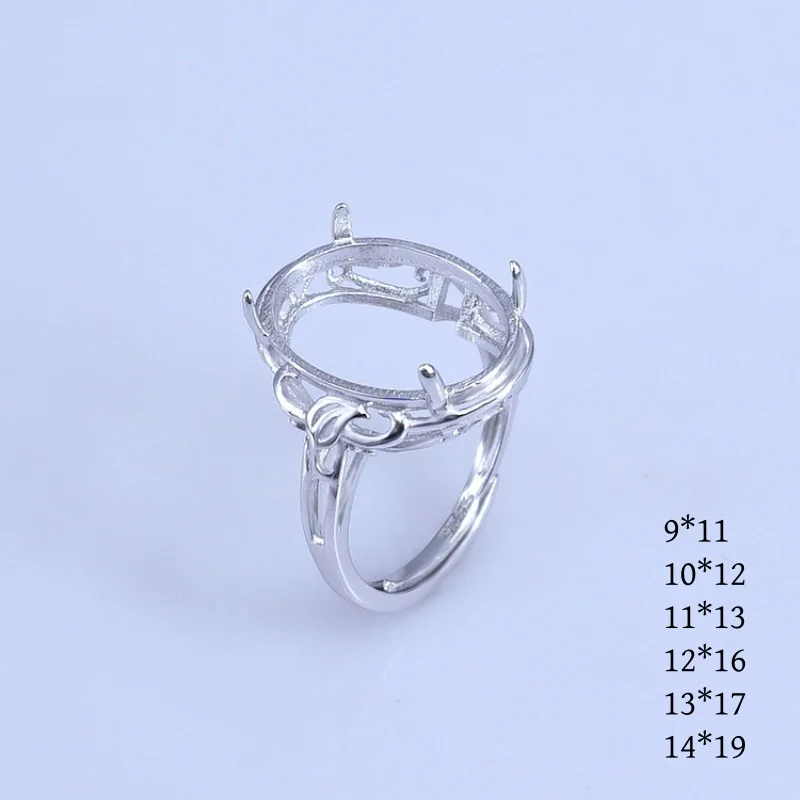 Setting 9*11/10*12/11*13/12*16/13*17/14*19mm Gemstone S925 Sterling Silver Ring Empty DIY for Women Fine Fashion Charm Jewelry