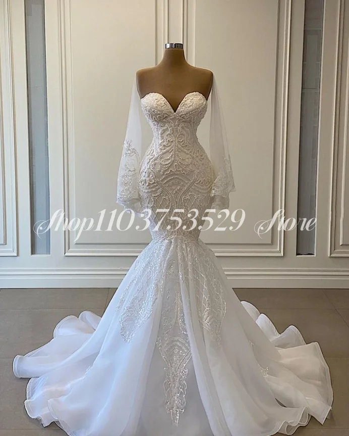 

Fashion Mermaid Beach Wedding Dress 2025 Sweetheart Sheath Lace Appliqué Flared Bridal Gown Tank Wedding party dress