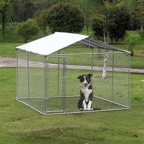 10*10*6ft Dog Kennel Outdoor Heavy Duty Dog House with Water Resistant Cover Steel Fence