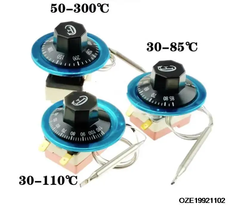 AC 250V 16A 30-110 /30-85/50-300 Degree Metal &  Plastic 2 Terminals Dial Adjustable Temperature Control Switch Thermostat