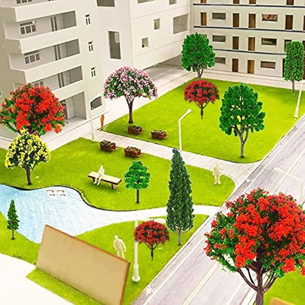 10pcs 1/150 1/100 규모 인공 모델 나무 기차 숲 디오라마 풍경 레이아웃 건물 풍경 액세서리 어린이를위한 장난감