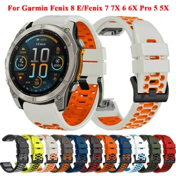 QuickFit Watch Band for Garmin Fenix 8 47mm 51mm/Fenix E/Fenix 6 6X 7 7X Pro 5 5X 22mm 26mm Soft Silicone Sport Wristband Strap