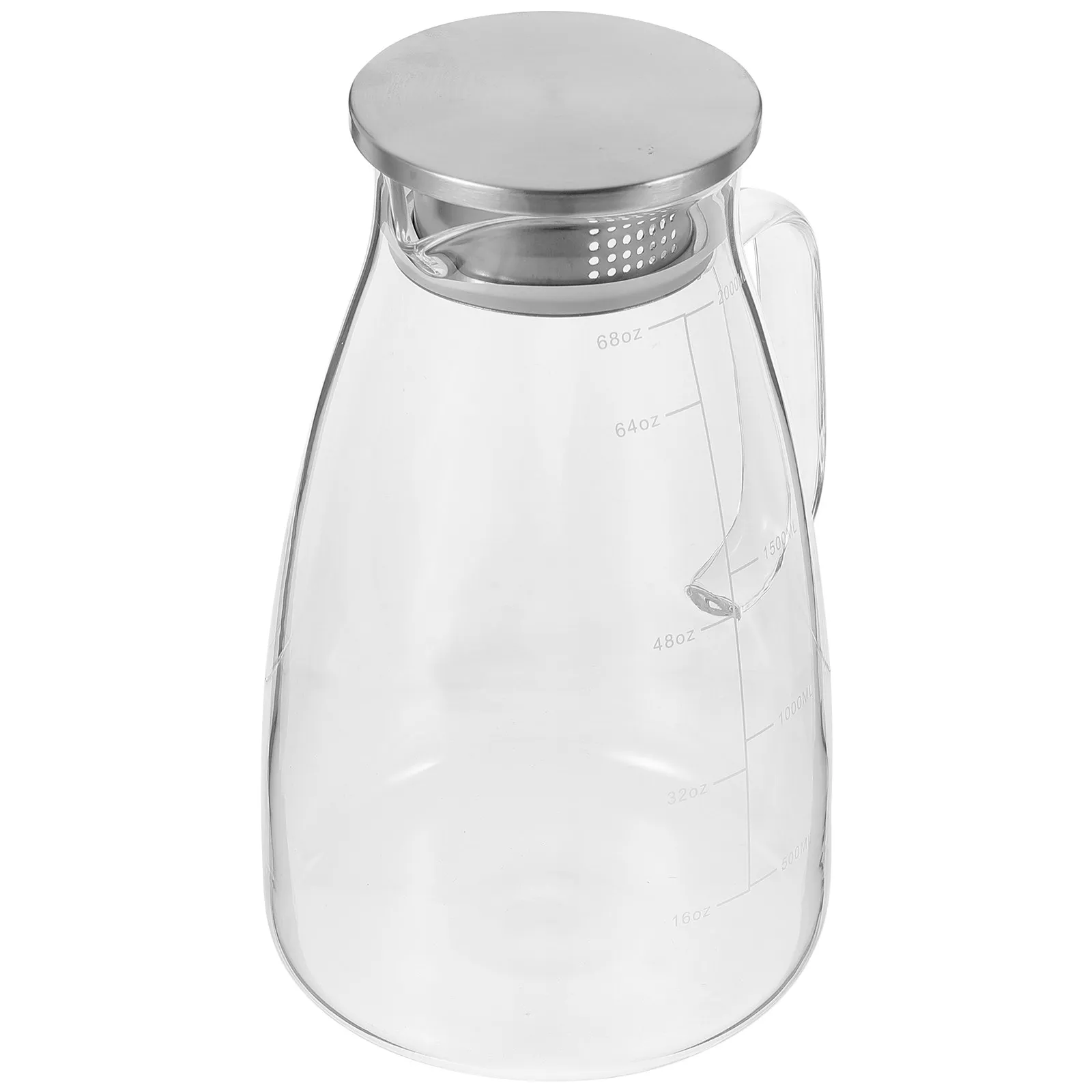 Large Capacity Glass Pitcher with Lid & Spout for Cold/Hot Beverages, Tea, Coffee, Juice, Milk, Wine, Cocktails