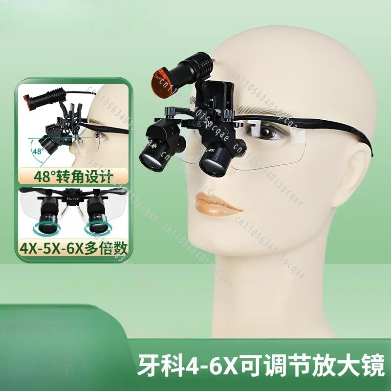 4X 5X 6X Binocular Magnifier Loupes with 5W LED Light, Lithium Battery, 300-600mm Working Distance