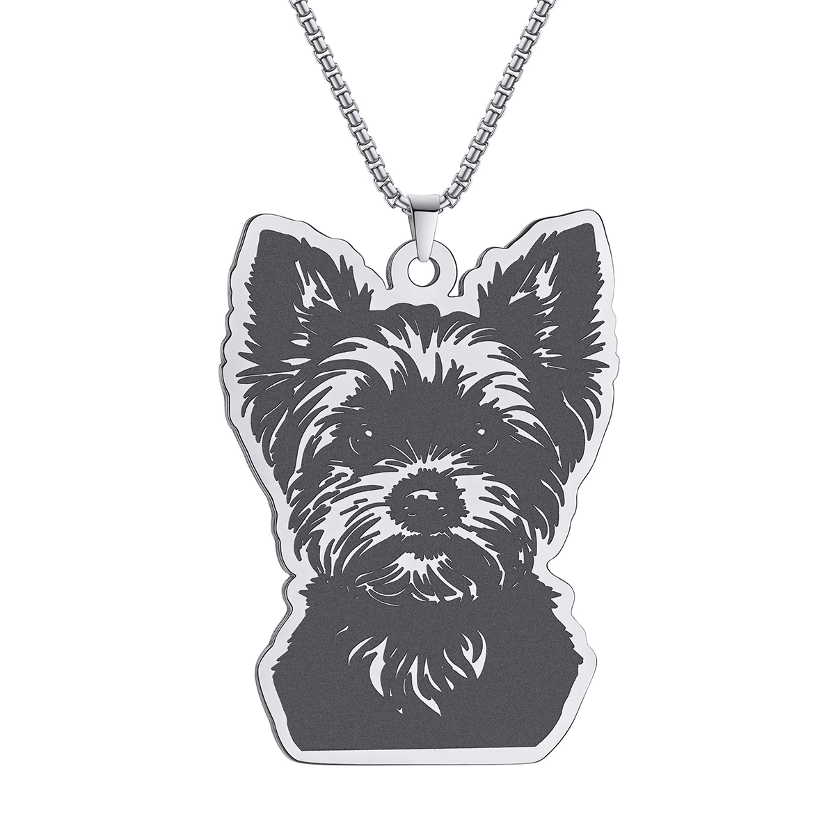 Kinitial Punk Animal Yorkshire Terrier Charm Necklace Women Men Stainless Steel Jewelry Vintage Pendant Necklace Gift