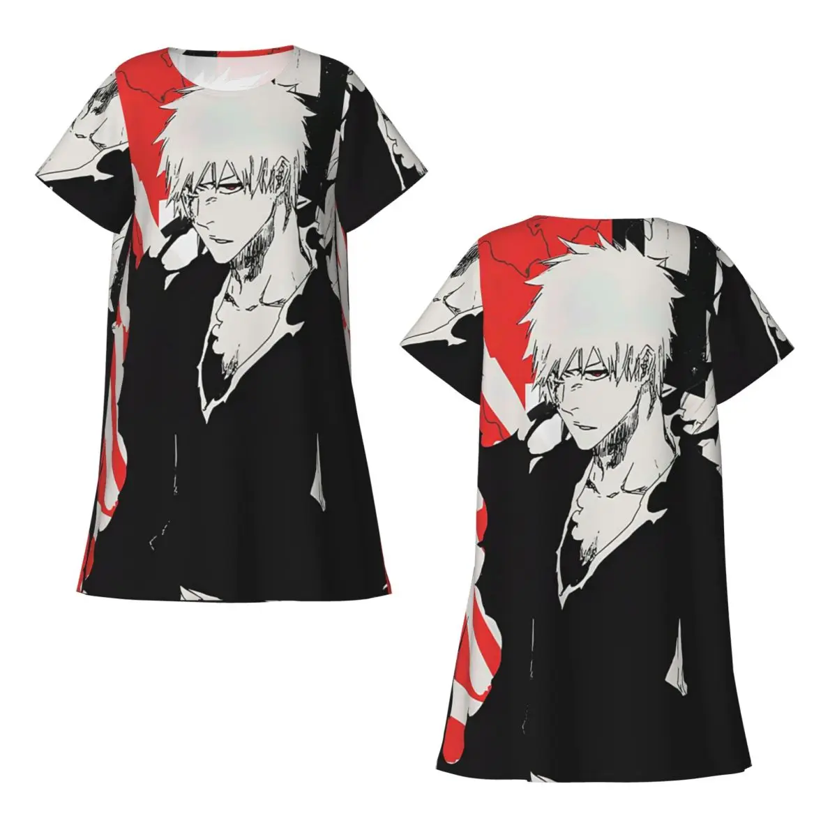 Ichigo Kurosaki Anime Bleach Short Sleeves Nightdress For Sleeping Sleepshirts Women Short Sleeve Nightgowns Soft Pajama Dress