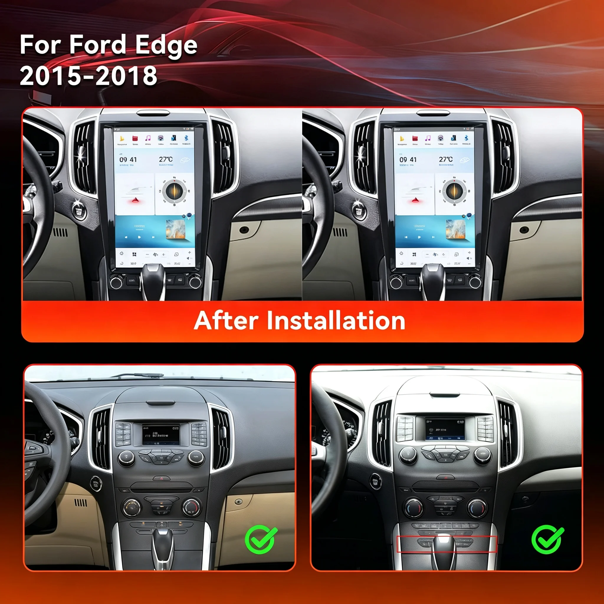 For Ford Edge S-Max MK2 2015 - 2018 Android Car Radio Touch Screen 2Din Stereo Receiver Autoradio Multimedia Player GPS Unit DSP