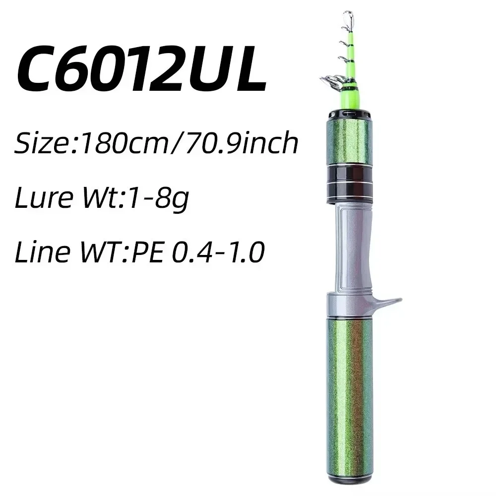 1.68m 長さ 超短ミニ釣り竿 ソリッドチップ 1.8m 長さ MLCARBON 釣り竿 ポータブルデザイン カーボン素材