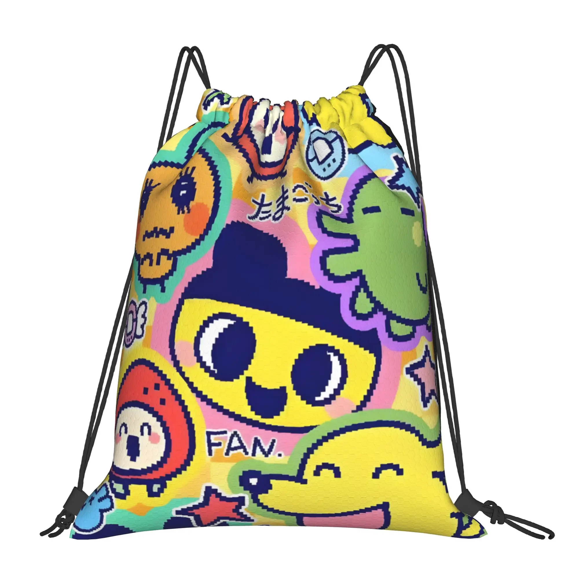 1 pc Tamagotchi Anime Cartoon Design  Kawaii Drawstring Bags Shopping Shoe Clothes Storage Multi-function Teen Portable
