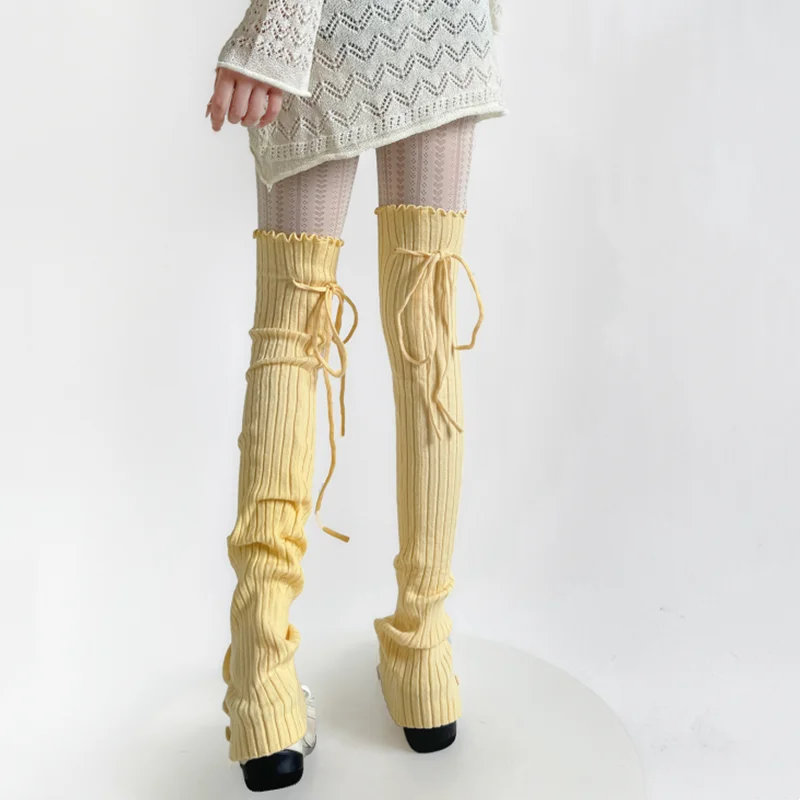 

Straps Leg Warmers Women Knitted Leg Cover Lolita Ruffle Socks Stockings Y2k Button Foot Cover Girls Leg Warmers Knee High Socks
