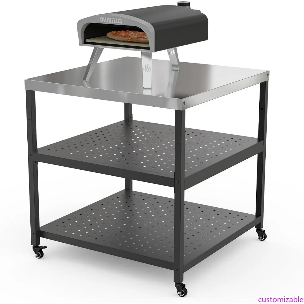 

Stainless Steel Modular Pizza Oven Stand - Large Outdoor Indoor Table for Most 31.5 x 31.5 Pizza Ovens