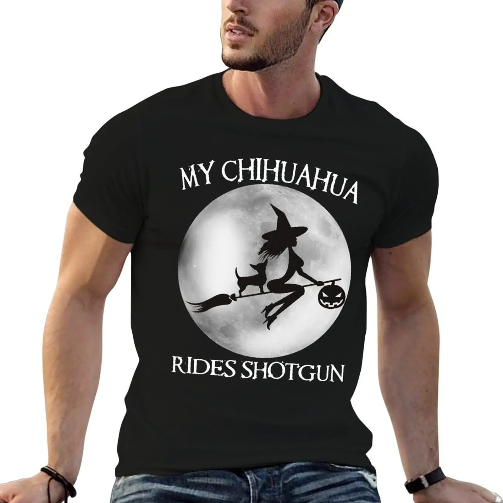 

Chihuahua Rides Shotgun Witch Shirt T-Shirt mens graphic t shirts t shirts for man slim fit T-Shirt