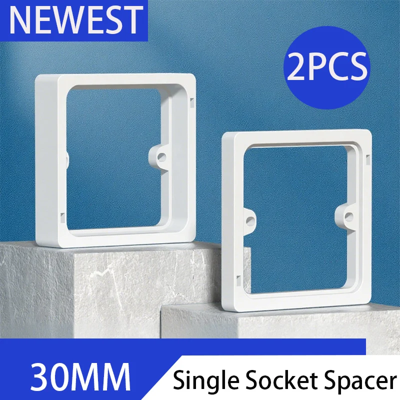 30mm Single Socket Spacer With Screws Fixture Surface-Box Square Spacer Frame Single Socket Light Switch Surround Switches Parts