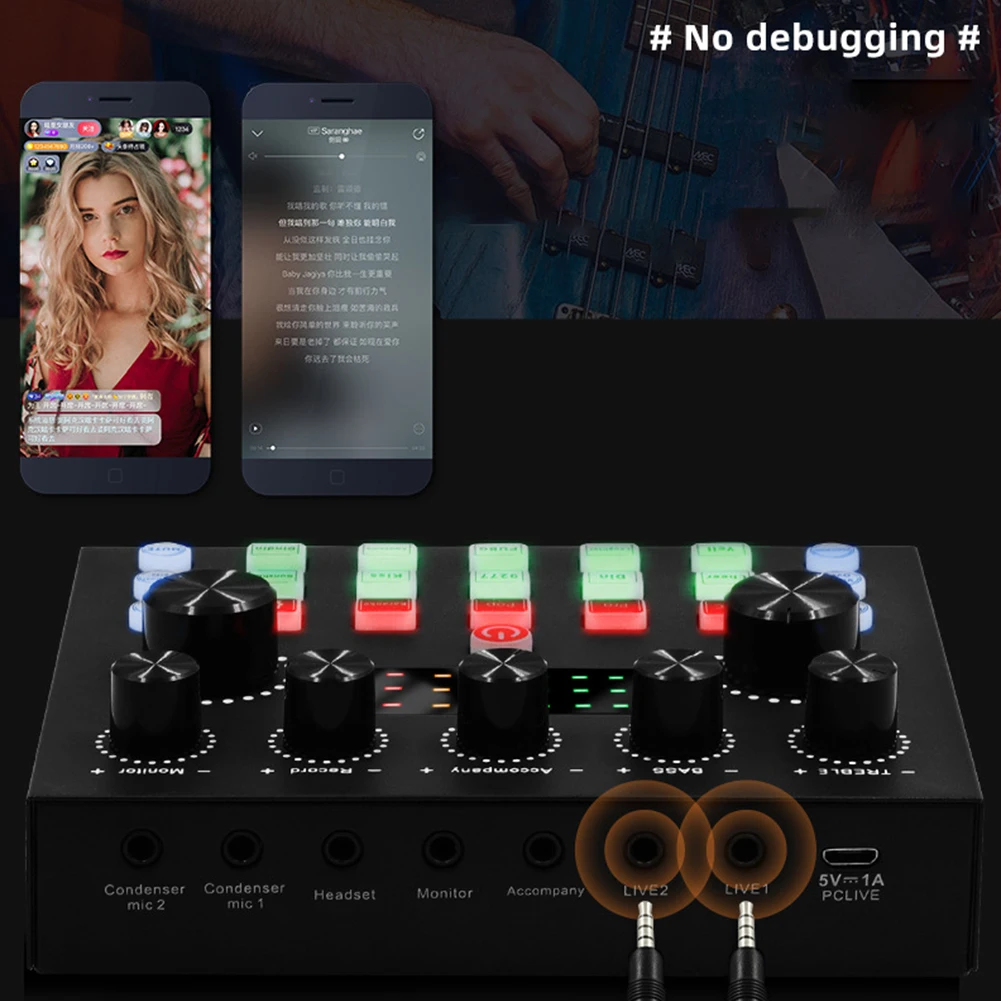 High Quality Musical Instruments Sound Card V8S Card Shockproof Mount V8S Live Sound Card 20h-20khz Interesting Modes