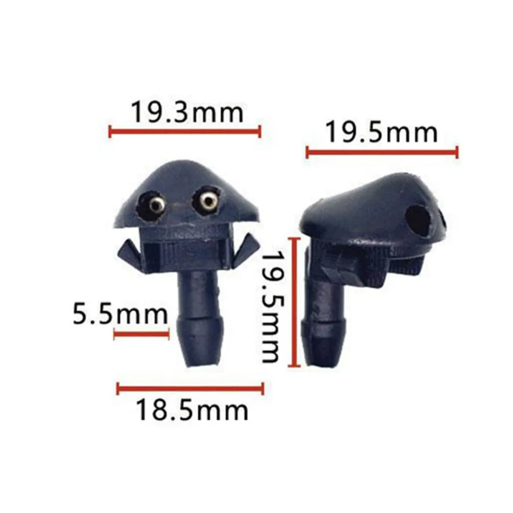 New Washer Nozzles Wiper Nozzle Front Front Windshield Left Right Washer Wiper Nozzle 1 Pair 2Pcs Black Direct Fit