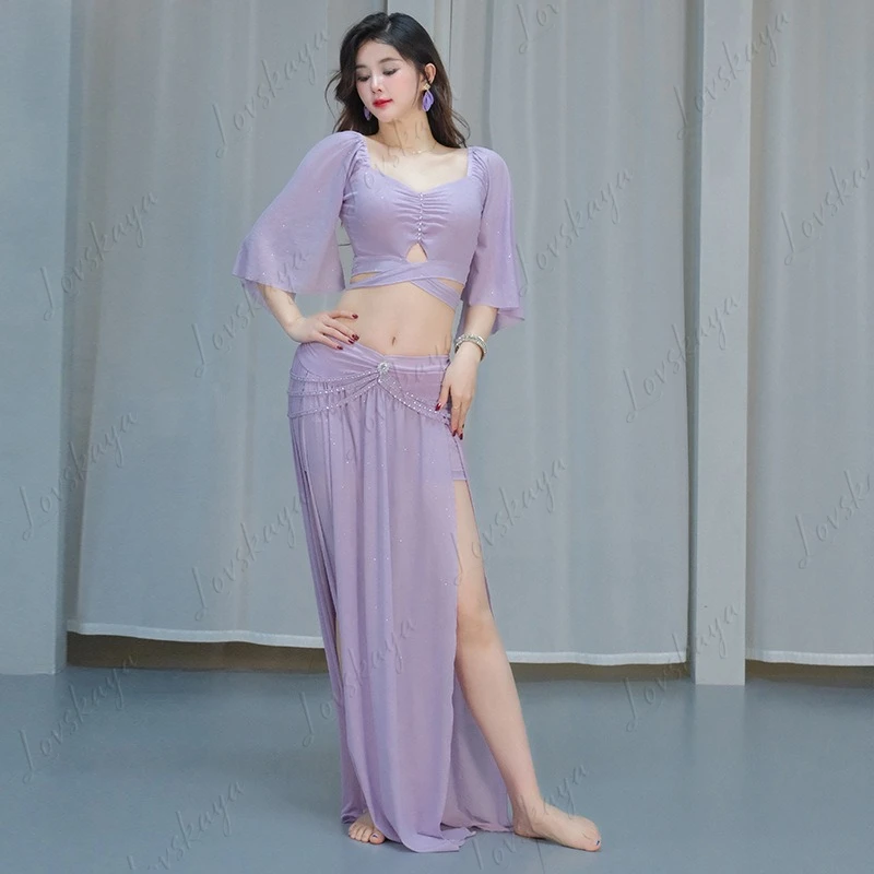 Костюм для практики танца живота, сексуальный и тонкий костюм для выступлений, костюм из горячей ромбовидной сетки