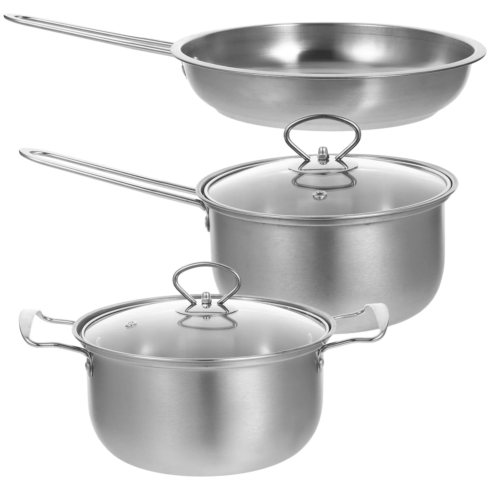 

1 set 1 Set Kitchen Cookware Set 3-Piece Stainless Steel Soup Pot Saucepan Milk Pot For Gas Electric Stove Stockpot Cooking