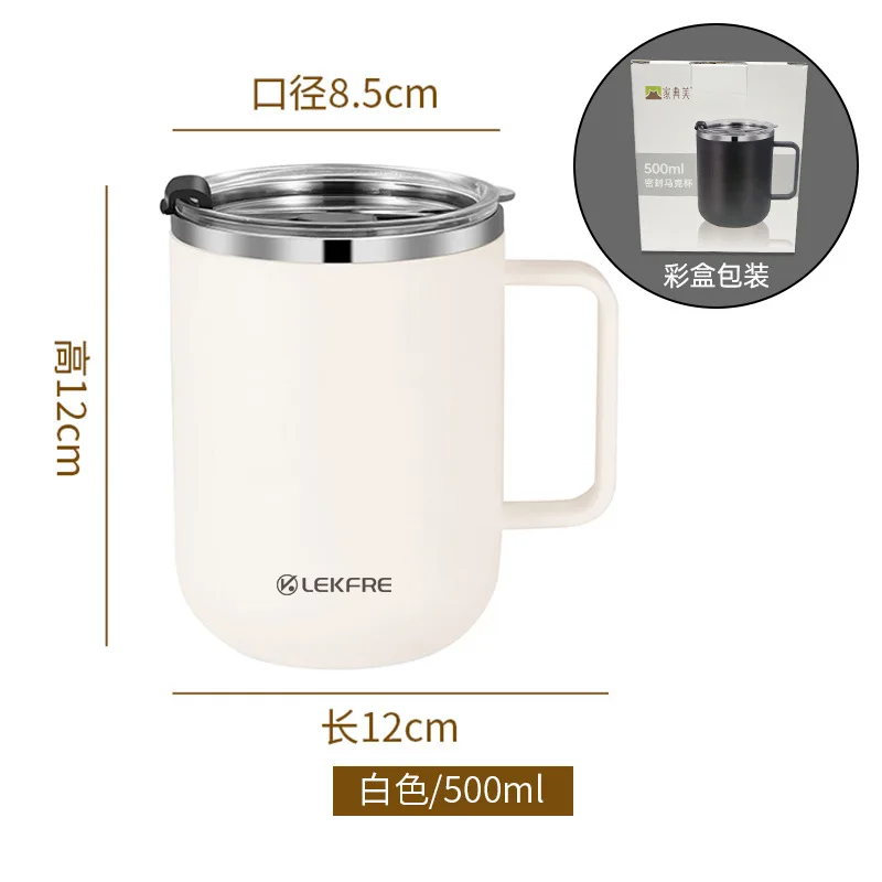 304 Stainless Steel Coffee Cup Mug With Lid Insulated Coffee Mug Double Wall Coffee Tumbler With Handle Heat-resistant Drinkware