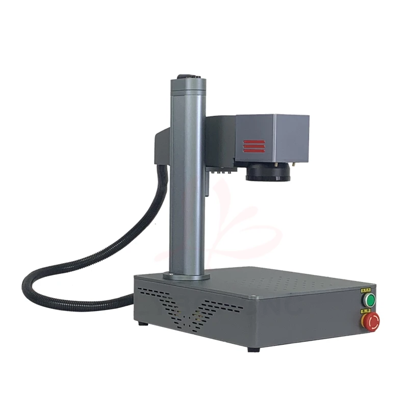 30W MAX Raycus Desktop Mini Fiber Laser Nameplate Marking Machine 20W For PVC Plastic Stainless Steel With Rotary Axis